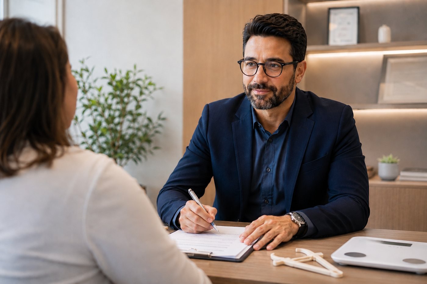 Dr. Ricardo Bellizio em consulta com uma paciente