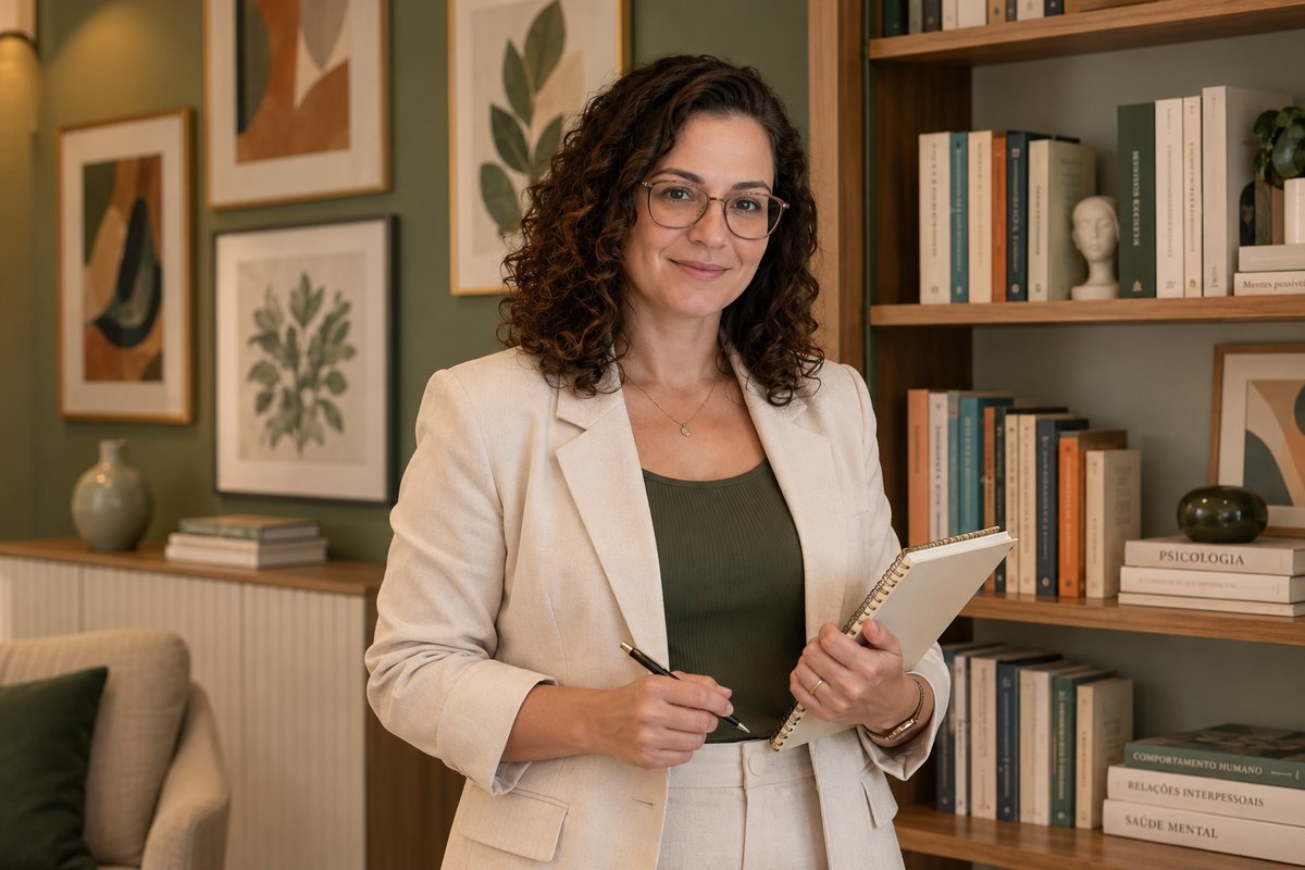 Deise Azeredo, psicóloga, em seu consultório