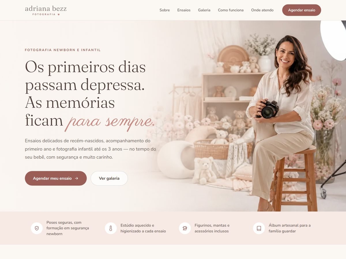 Site da fotógrafa newborn Adriana Bezz