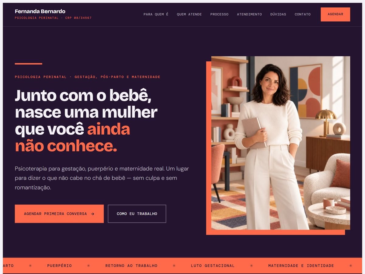 Site da psicóloga perinatal Fernanda Bernardo