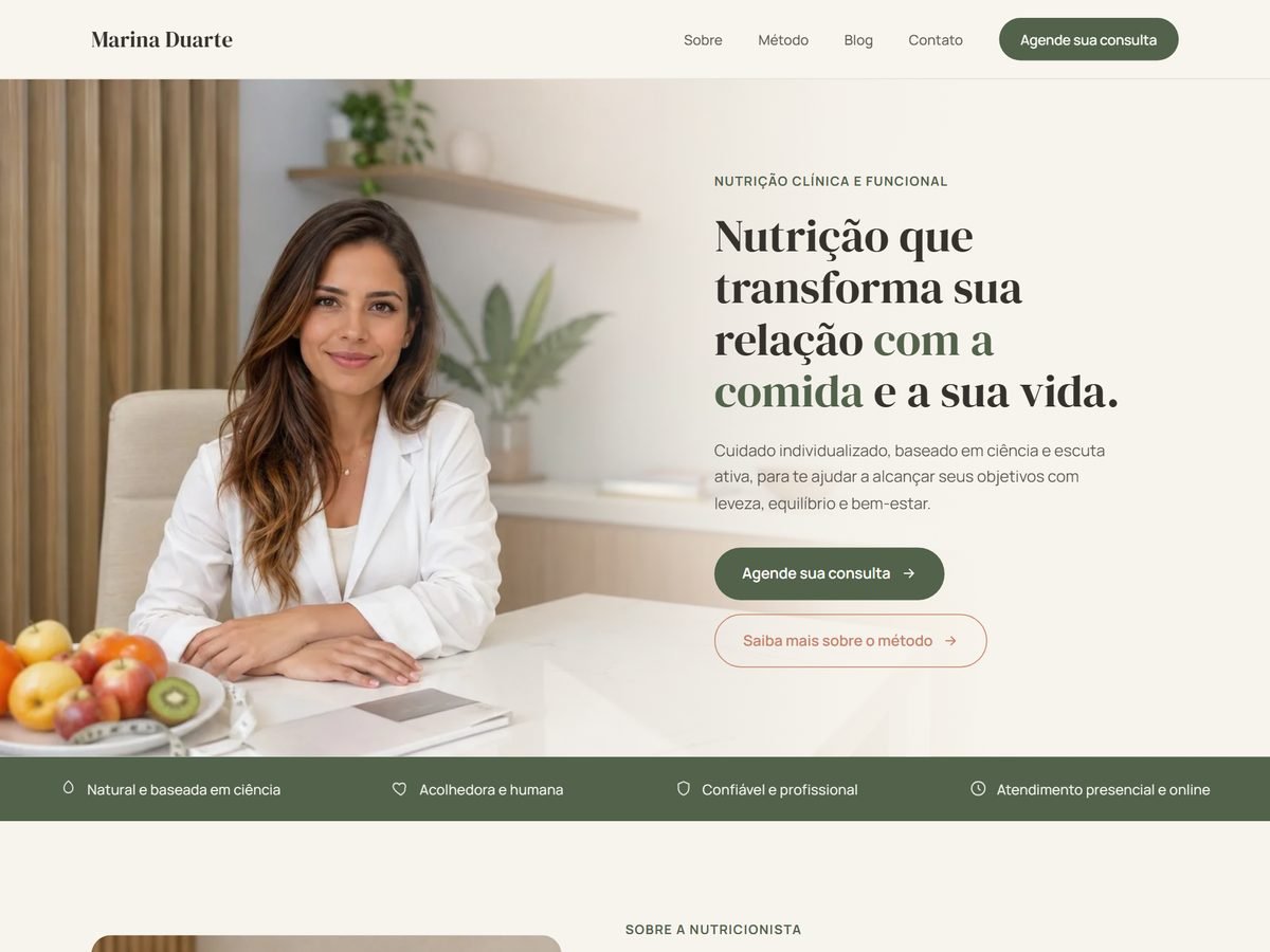 Site da nutricionista Marina Duarte
